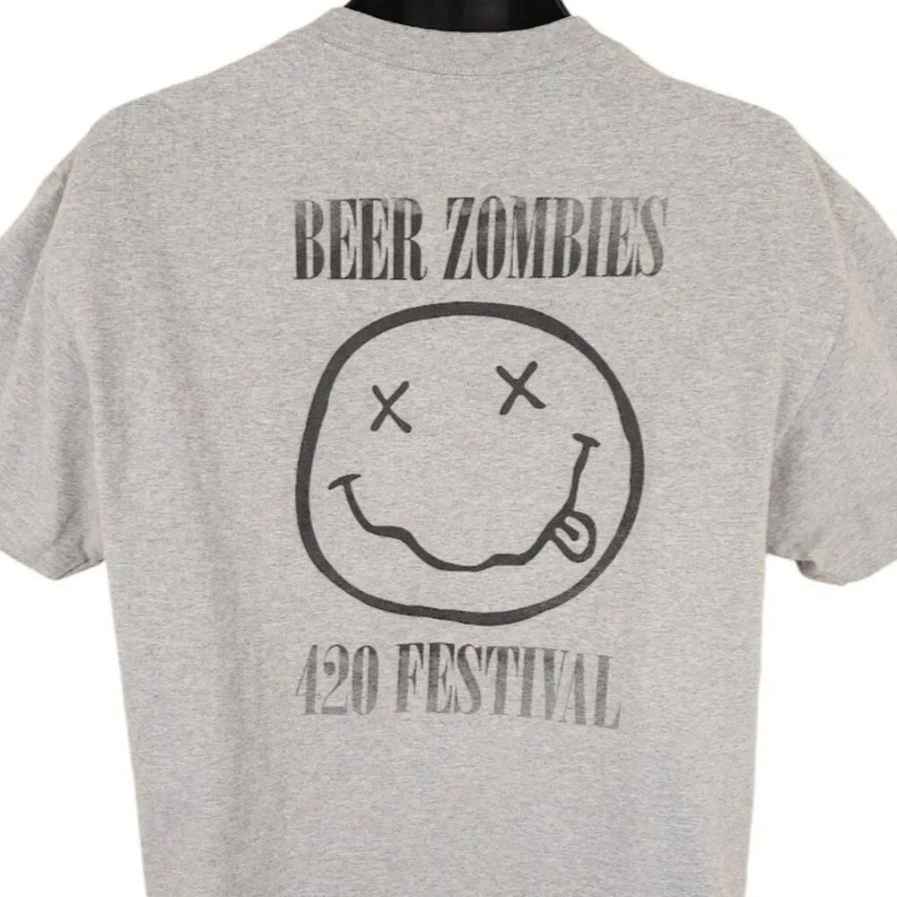 Beer Zombies T Shirt Mens Size Large Gray 420 Festival Las Vegas